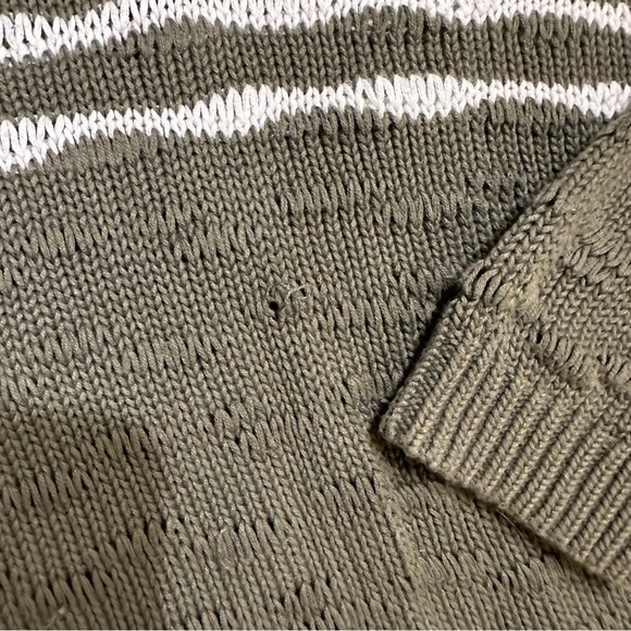 Cabi  Scout Pullover Med Green Striped Open Knit Long Sleeve Oversized sweater - Picture 13 of 16